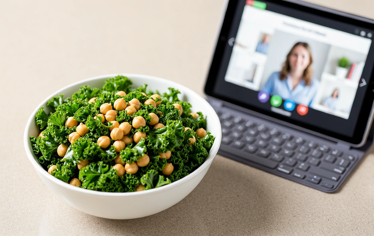 Sesión de nutrición online en un entorno profesional